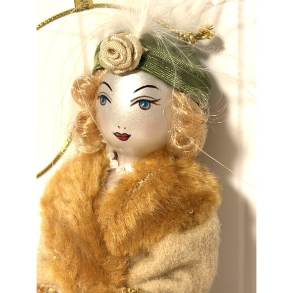 Ladies with Elegance Blown Glass Ornament Lady in Fur Trimmed Coat Christmas 8” - Picture 3 of 5